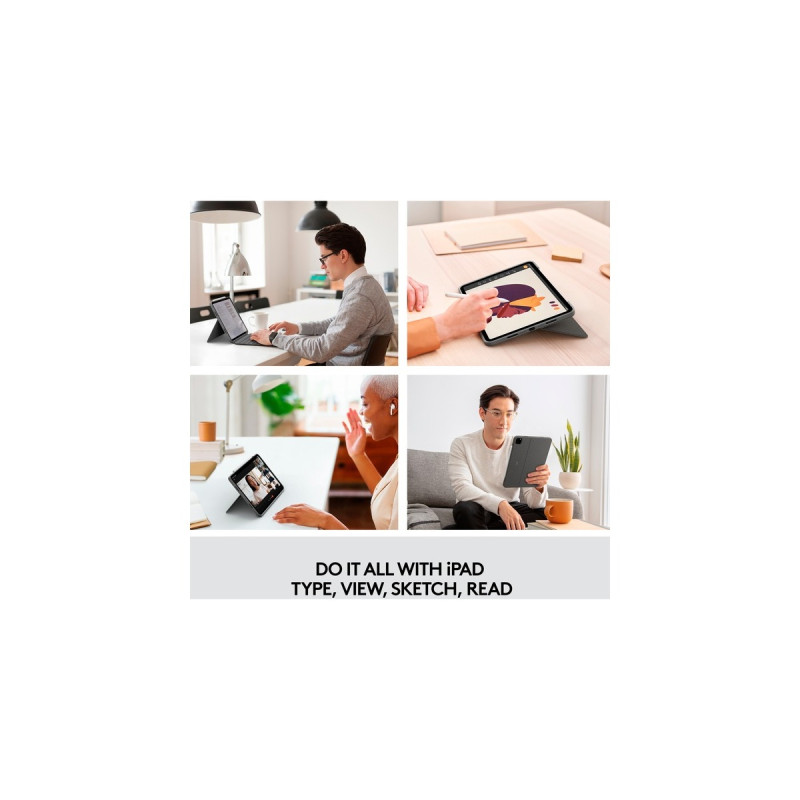 Logitech Combo Touch für iPad Pro 11 Zoll (1./2./3./4. Generation), Tastatur(grau, DE-Layout, abnehmbares Tastatur-Case)