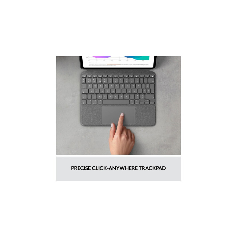 Logitech Combo Touch für iPad Pro 11 Zoll (1./2./3./4. Generation), Tastatur(grau, DE-Layout, abnehmbares Tastatur-Case)