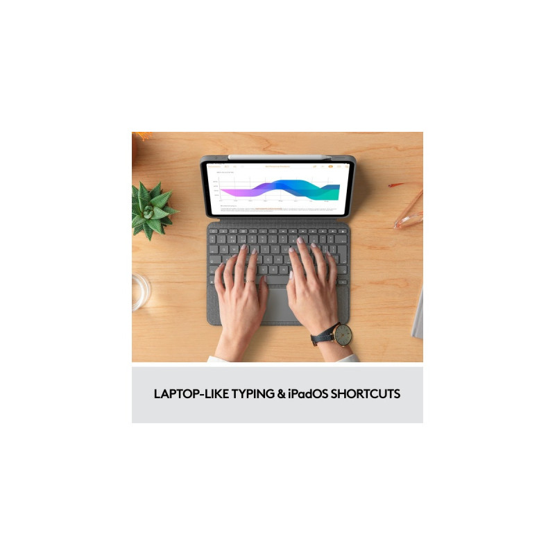 Logitech Combo Touch für iPad Pro 11 Zoll (1./2./3./4. Generation), Tastatur(grau, DE-Layout, abnehmbares Tastatur-Case)