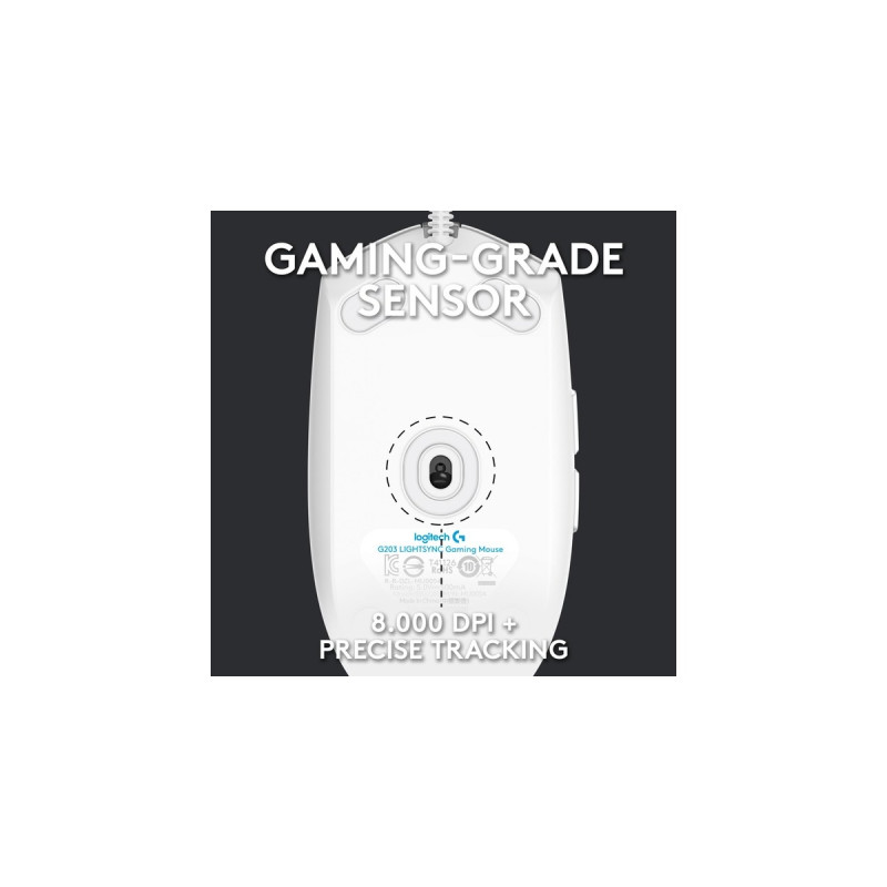 Logitech G203 LIGHTSYNC, Gaming-Maus(weiß)