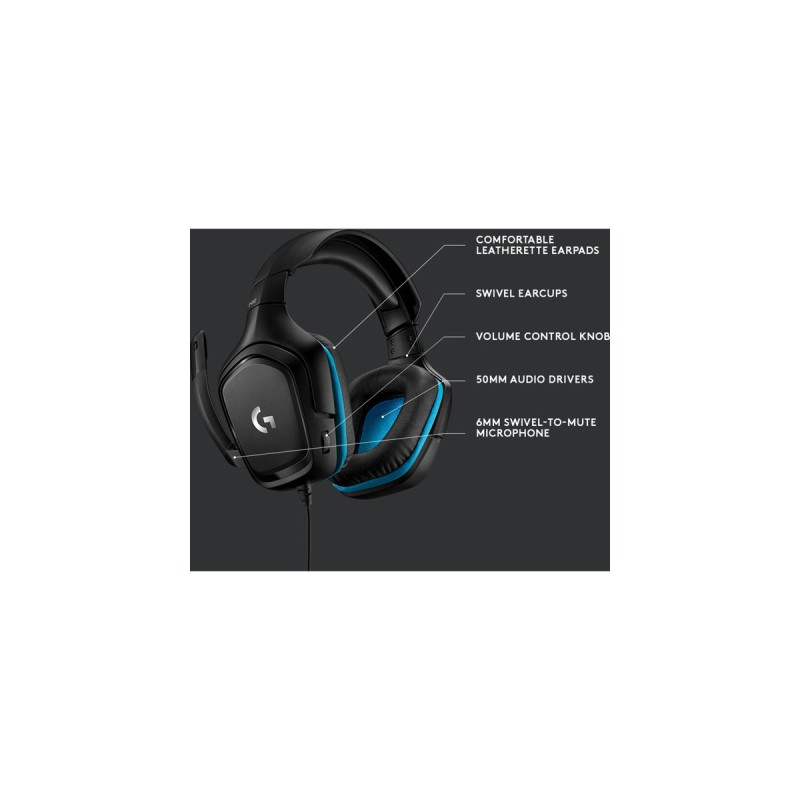 Logitech G432 Gaming Headset, Gaming-Headset(schwarz/blau)