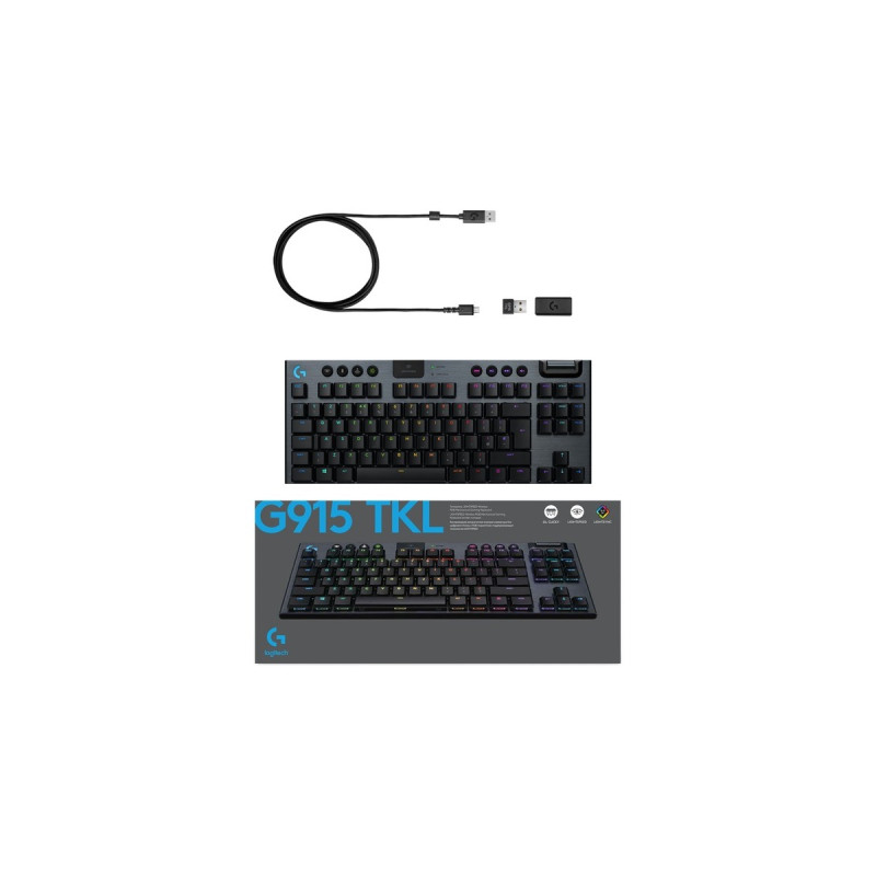 Logitech G915 TKL, Gaming-Tastatur(schwarz, DE-Layout, GL Tactile, LIGHTSPEED)