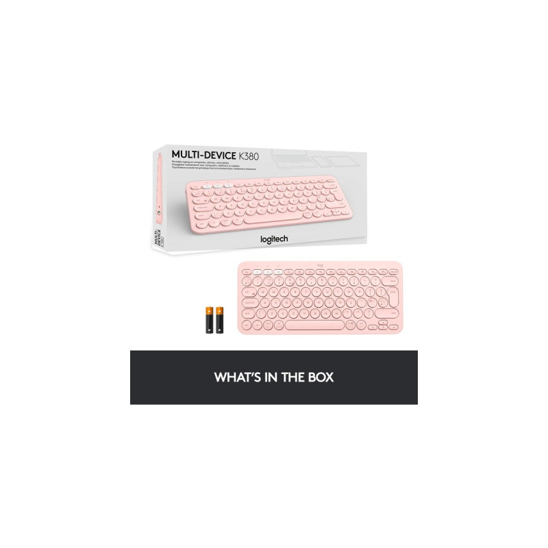 Logitech K380 Multi-Device, Tastatur(rosa, DE-Layout, Bluetooth, für Windows/macOS/iPadOS/Chrome OS/Android)