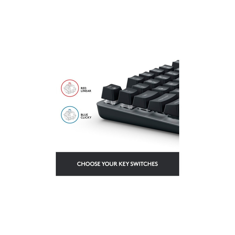 Logitech K835 TKL, Tastatur(grau/schwarz, DE-Layout, GX Red)