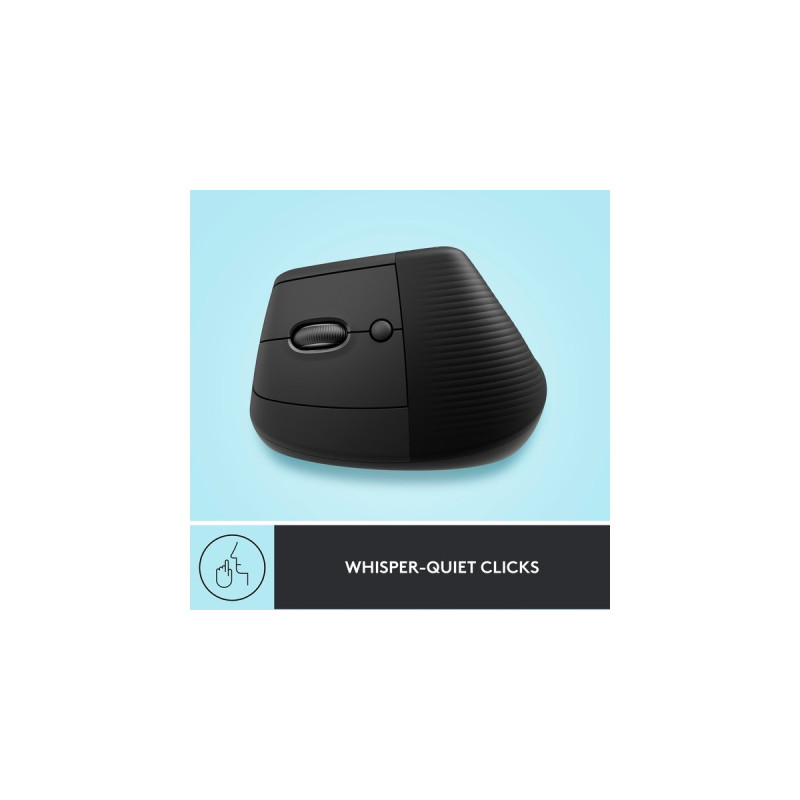 Logitech Lift, Maus(graphit/schwarz, für Linkshänder, Logi Bolt, Bluetooth, Windows/macOS/iPadOS)