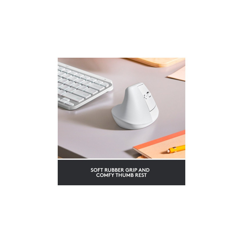 Logitech Lift, Maus(weiß/hellgrau, Logi Bolt, Bluetooth, Windows/macOS/iPadOS)
