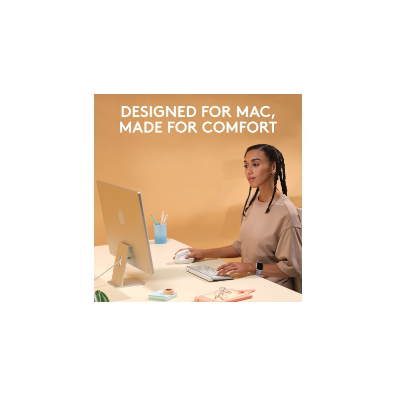 Logitech Lift für Mac, Maus(weiß, Bluetooth, kompatibel mit macOS und iPadOS)