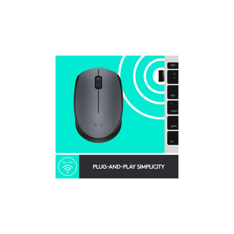 Logitech M170 Wireless, Maus(grau, für Links- und Rechtshänder, PC/Mac)