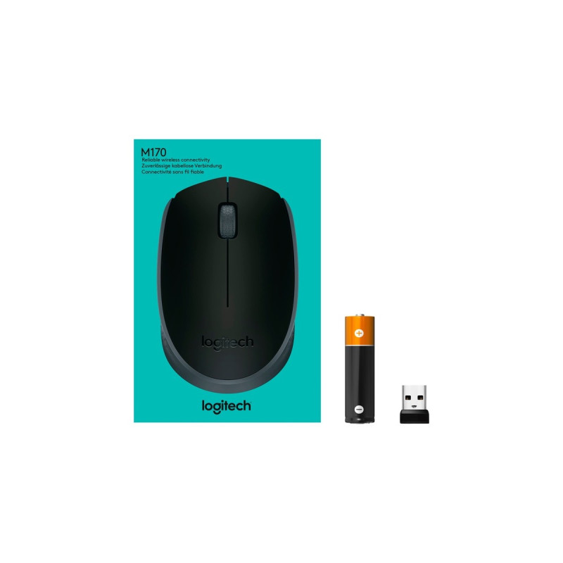 Logitech M171 Wireless, Maus(schwarz, 3 Tasten, für Links- und Rechtshänder, kompatibel mit PC/Mac)