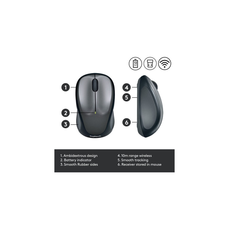 Logitech M235 Wireless, Maus(schwarz/grau)