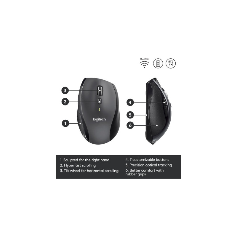 Logitech M705 Marathon, Maus(anthrazit)