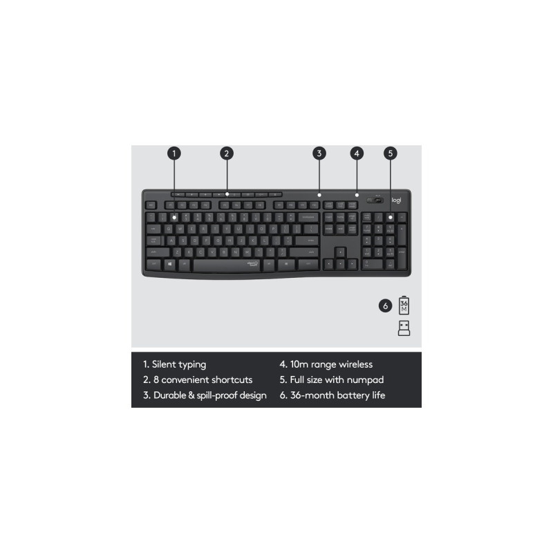 Logitech MK295, Desktop-Set(graphit, DE-Layout)