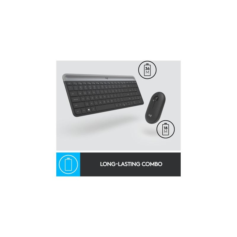 Logitech MK470 Slim Combo, Desktop-Set(graphit, DE-Layout, Scissor-Switch)