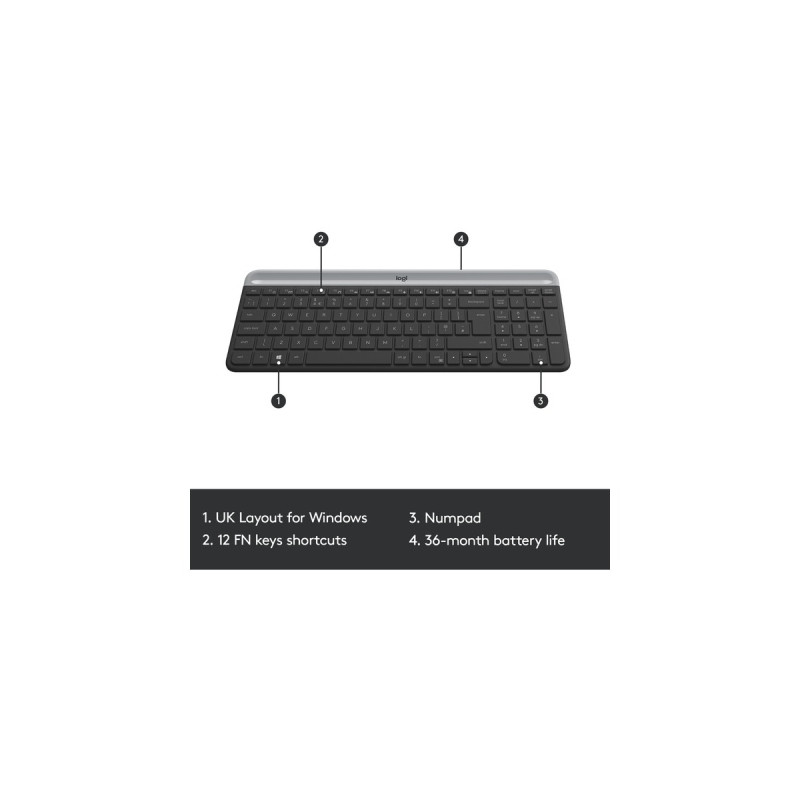 Logitech MK470 Slim Combo, Desktop-Set(graphit, DE-Layout, Scissor-Switch)