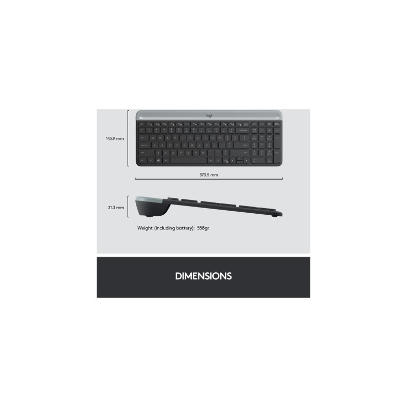 Logitech MK470 Slim Combo, Desktop-Set(graphit, DE-Layout, Scissor-Switch)