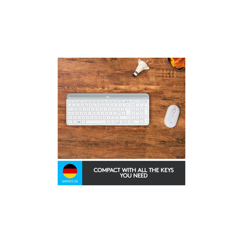 Logitech MK470 Slim Combo, Desktop-Set(weiß, DE-Layout, Scissor-Switch)