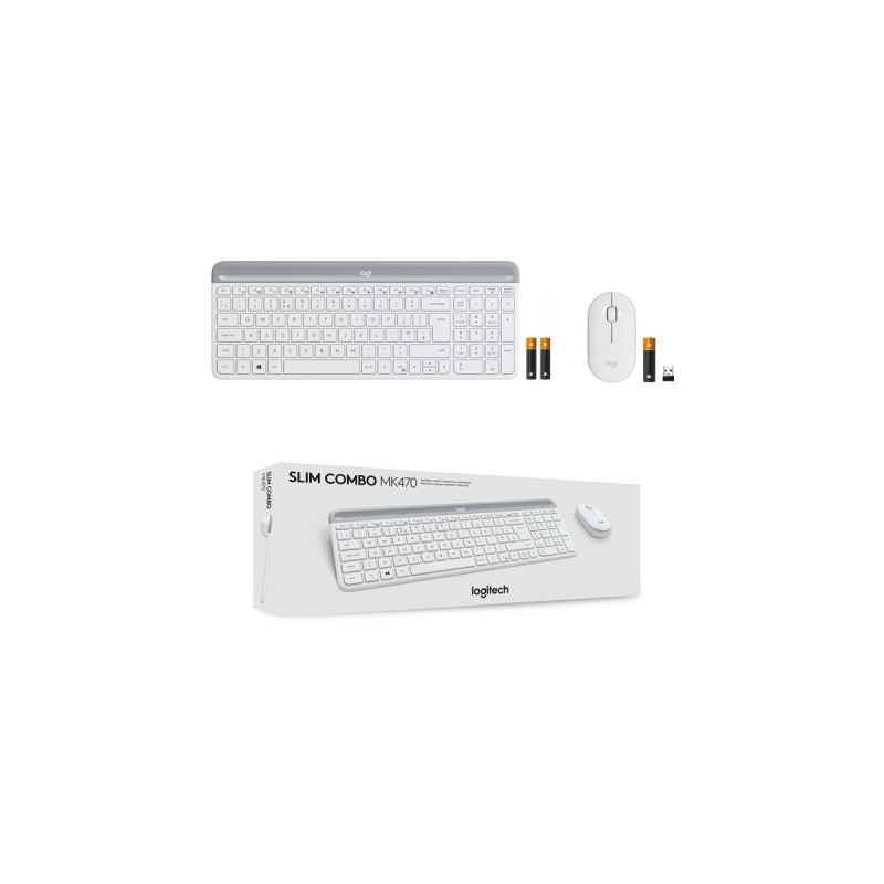 Logitech MK470 Slim Combo, Desktop-Set(weiß, DE-Layout, Scissor-Switch)