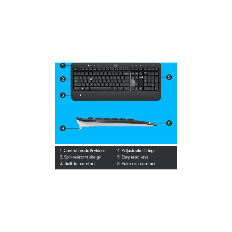 Logitech MK540 Advanced, Desktop-Set(dunkelgrau, US-Layout, Plunger, für Windows)