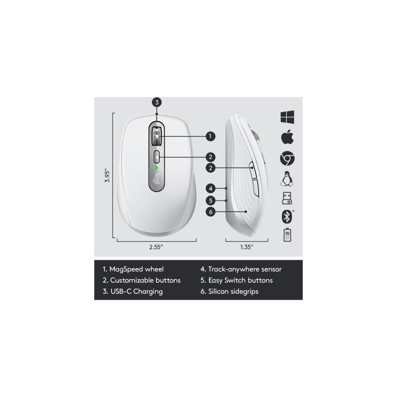 Logitech MX Anywhere 3 for Business, Maus(hellgrau)