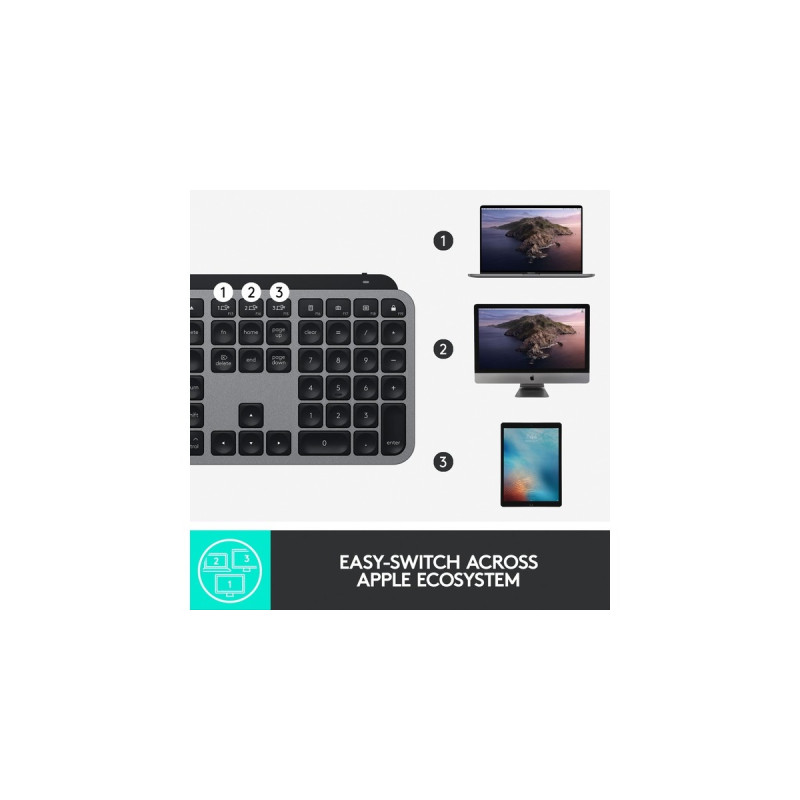 Logitech MX Keys für Mac, Tastatur(dunkelgrau, DE-Layout)