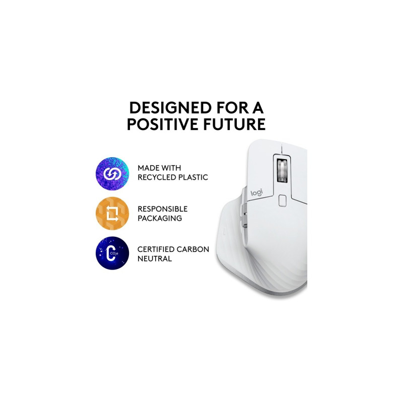 Logitech MX Master 3S für Mac, Maus(hellgrau, 7 Tasten, Bluetooth, optimiert für das Apple-Ökosystem)