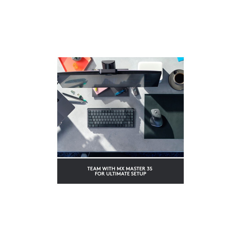 Logitech MX Mechanical Mini, Tastatur(hellgrau/dunkelgrau, DE-Layout, lineare Schalter, Logi Bolt, Bluetooth)