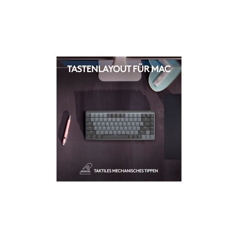 Logitech MX Mechanical Mini für Mac, Tastatur(dunkelgrau/hellgrau, DE-Layout, taktile Schalter, Bluetooth, kompatibel mit macOS, iPadOS und iOS)