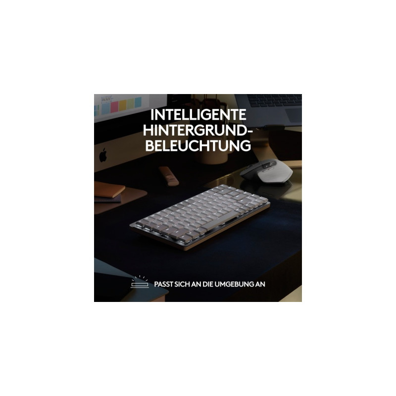 Logitech MX Mechanical Mini für Mac, Tastatur(dunkelgrau/hellgrau, DE-Layout, taktile Schalter, Bluetooth, kompatibel mit macOS, iPadOS und iOS)
