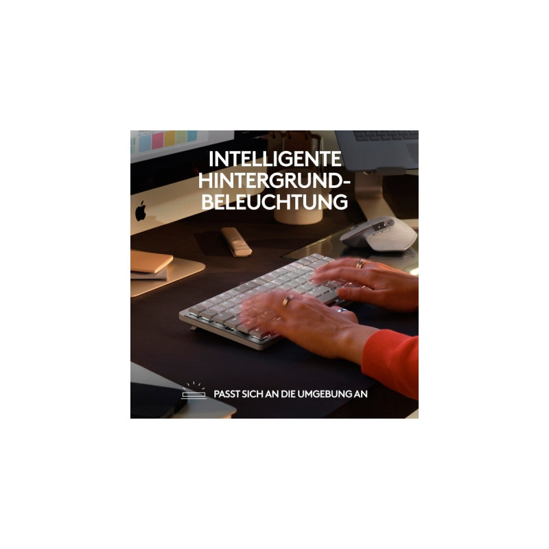 Logitech MX Mechanical Mini für Mac, Tastatur(hellgrau/weiß, DE-Layout, taktile Schalter, Bluetooth, kompatibel mit macOS, iPadOS und iOS)