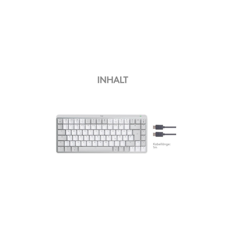 Logitech MX Mechanical Mini für Mac, Tastatur(hellgrau/weiß, DE-Layout, taktile Schalter, Bluetooth, kompatibel mit macOS, iPadOS und iOS)