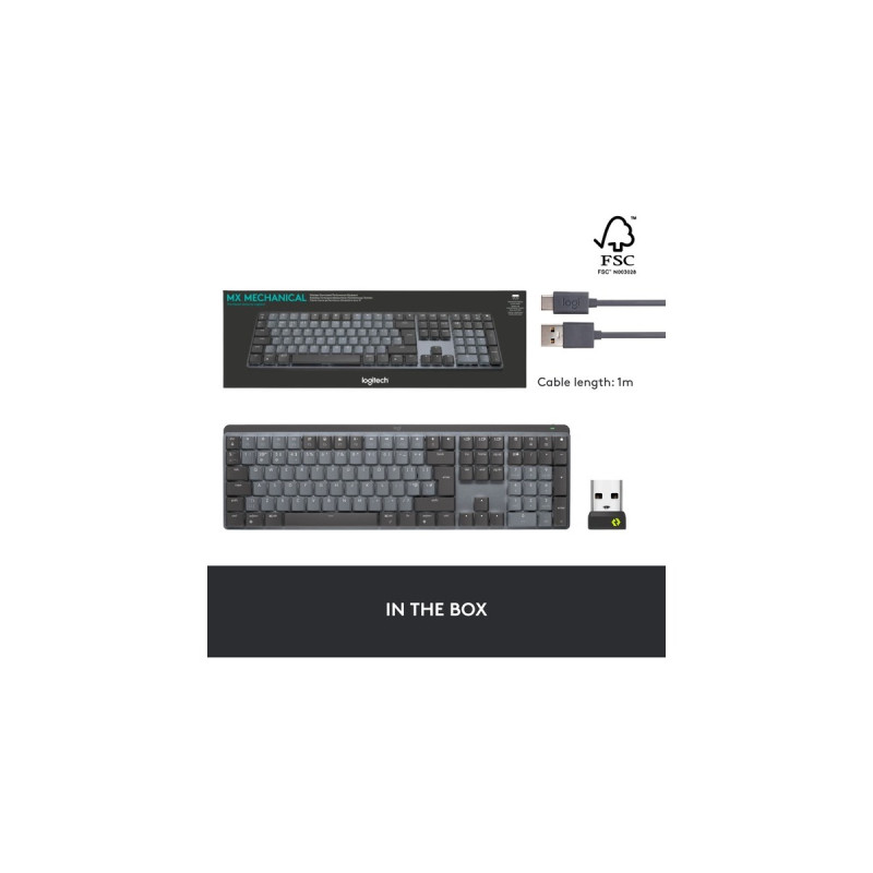 Logitech MX Mechanical, Tastatur(hellgrau/dunkelgrau, DE-Layout, lineare Schalter, Logi Bolt, Bluetooth)