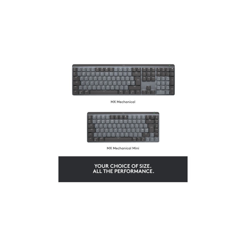 Logitech MX Mechanical, Tastatur(hellgrau/dunkelgrau, DE-Layout, lineare Schalter, Logi Bolt, Bluetooth)