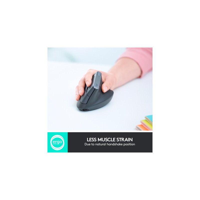 Logitech MX Vertical, Maus(schwarz/silber, 2,4-GHz-Unifying, Bluetooth, kompatibel mit PC/Mac/iPadOS)