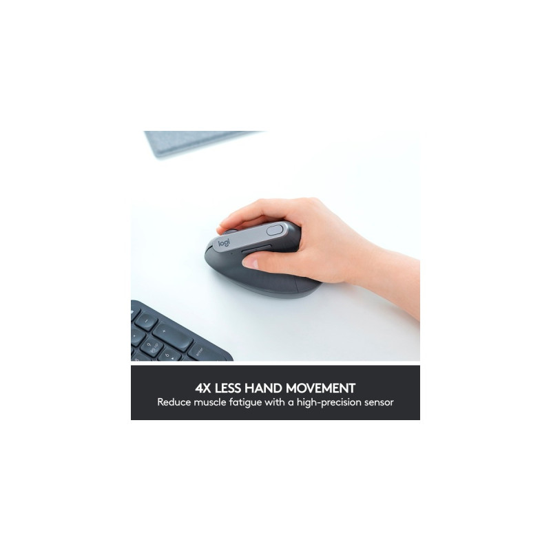 Logitech MX Vertical, Maus(schwarz/silber, 2,4-GHz-Unifying, Bluetooth, kompatibel mit PC/Mac/iPadOS)