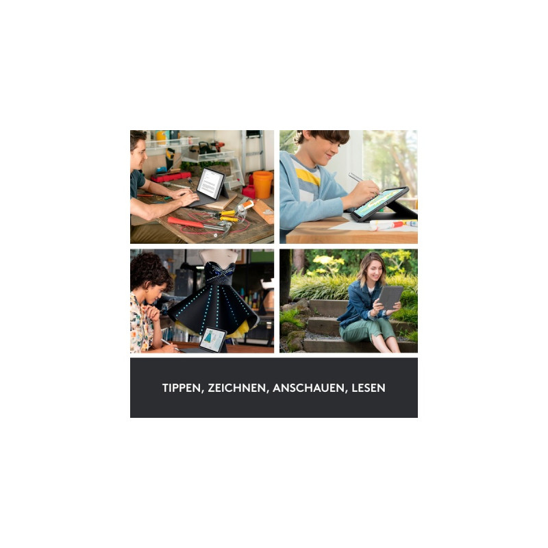 Logitech Rugged Folio, Tastatur(schwarz, DE-Layout, für iPad 10. Generation)