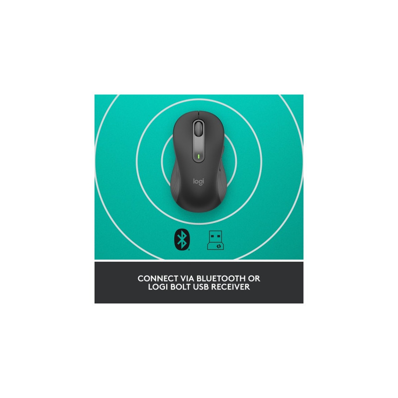 Logitech Signature M650 L Left Wireless, Maus(graphit, Größe L, Chromebook zertifiziert, für Linkshänder)