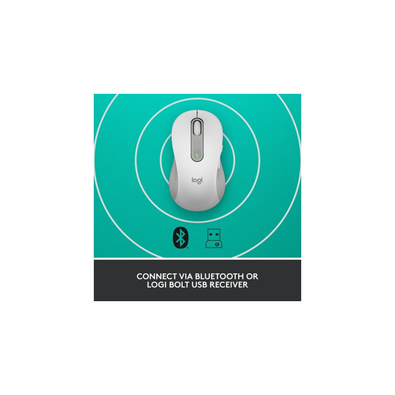 Logitech Signature M650 L Left Wireless, Maus(weiß, Größe L, für Linkshänder)