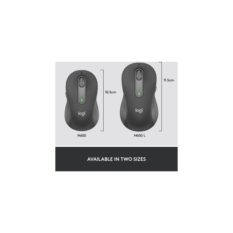 Logitech Signature M650 Wireless, Maus(graphit, Größe M, Chromebook zertifiziert)