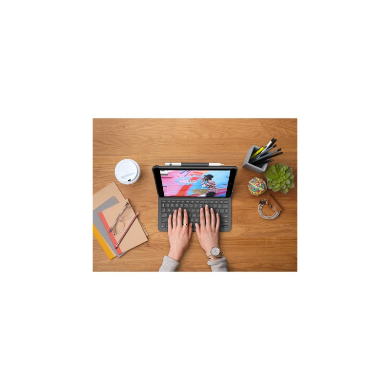 Logitech Slim Folio, Tastatur(schwarz, DE-Layout, Scissor-Switch, für iPad 7., 8. und 9. Generation)