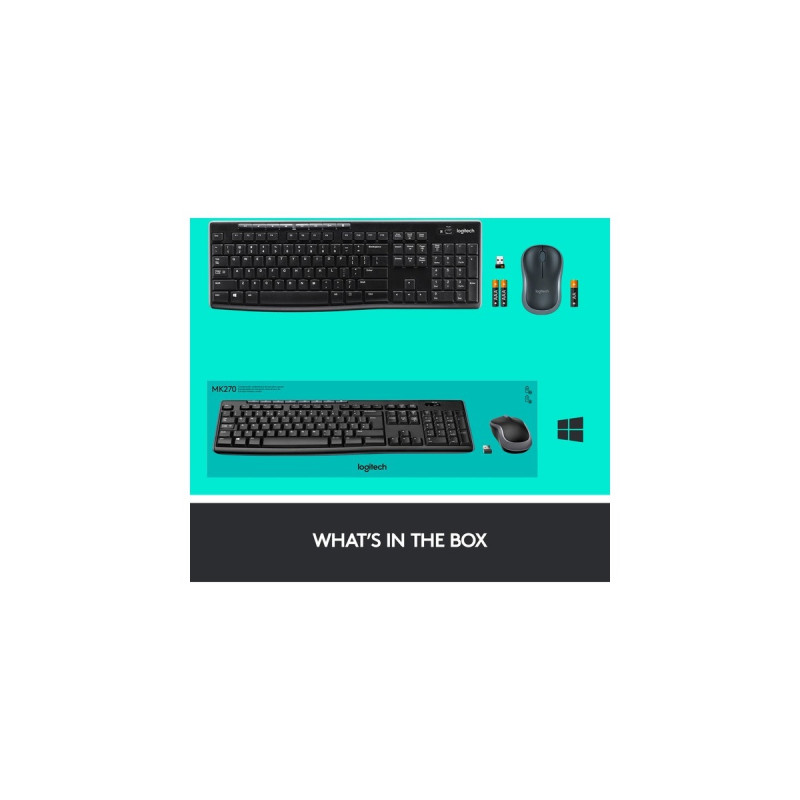 Logitech Wireless Combo MK270, Set(schwarz/silber, DE-Layout, Rubberdome)