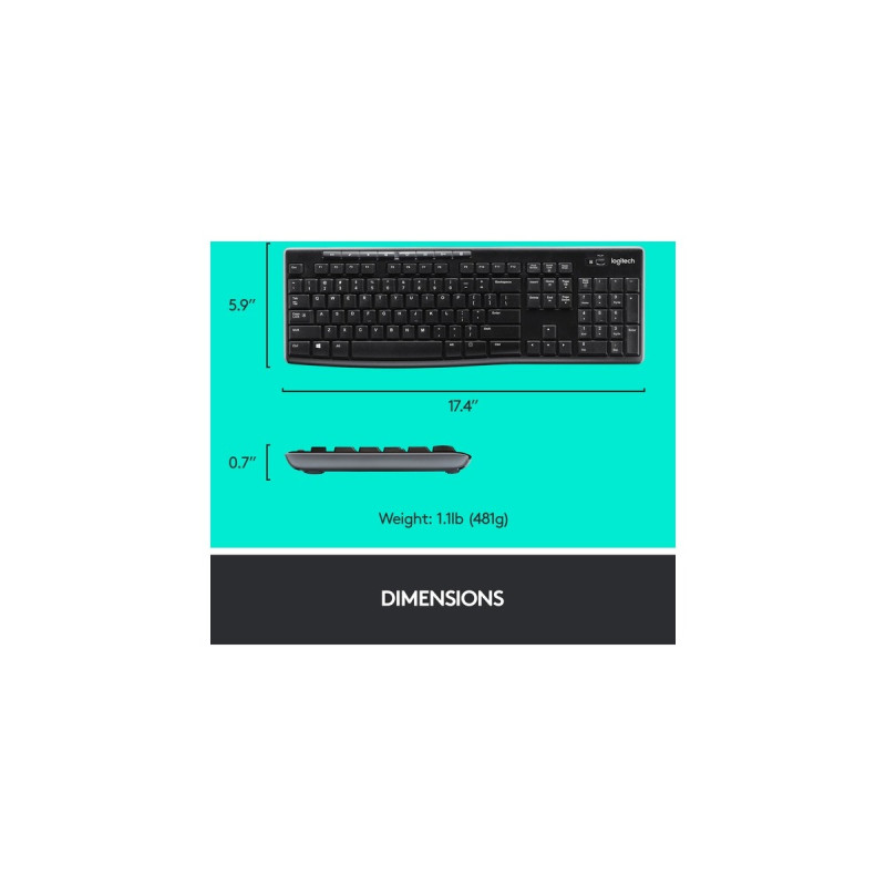 Logitech Wireless Combo MK270, Set(schwarz/silber, DE-Layout, Rubberdome)