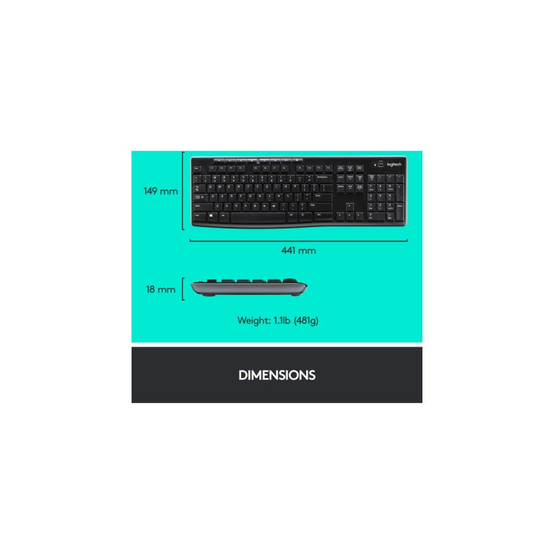 Logitech Wireless Combo MK270, Set(schwarz/silber, DE-Layout, Rubberdome)