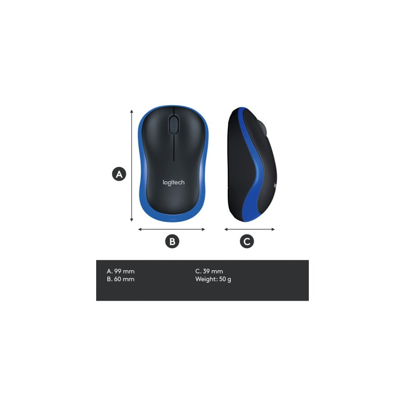 Logitech Wireless Mouse M185, Maus(blau, Retail)