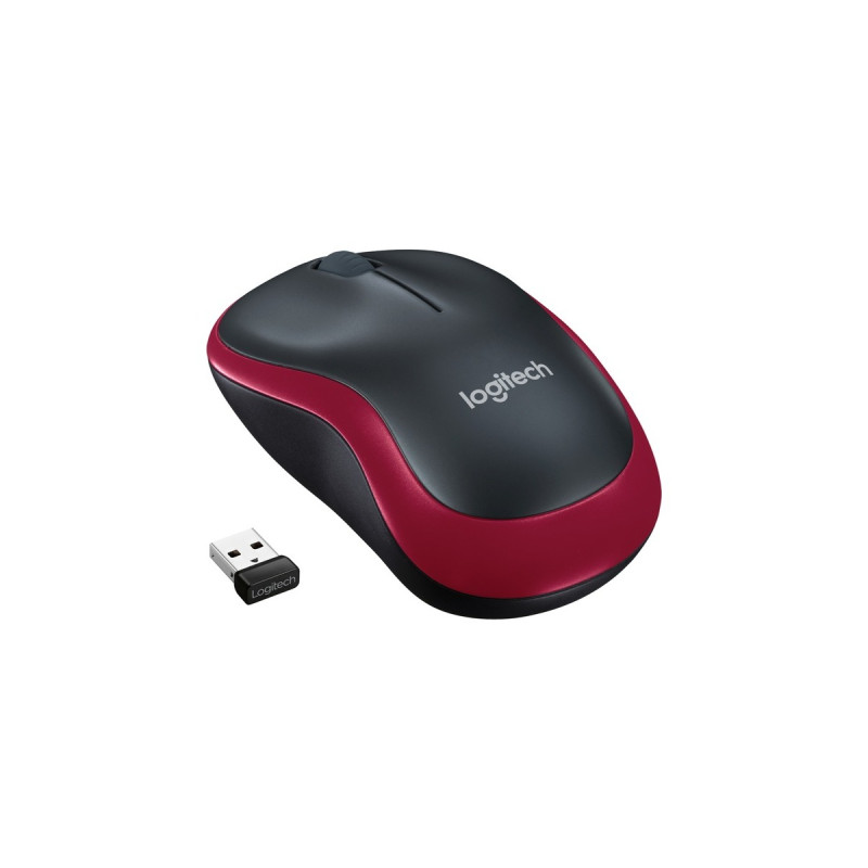 Logitech Wireless Mouse M185, Maus(rot, Retail)