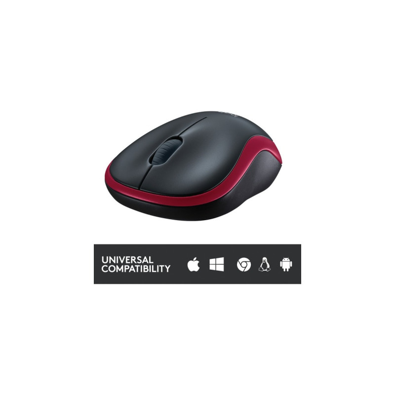 Logitech Wireless Mouse M185, Maus(rot, Retail)
