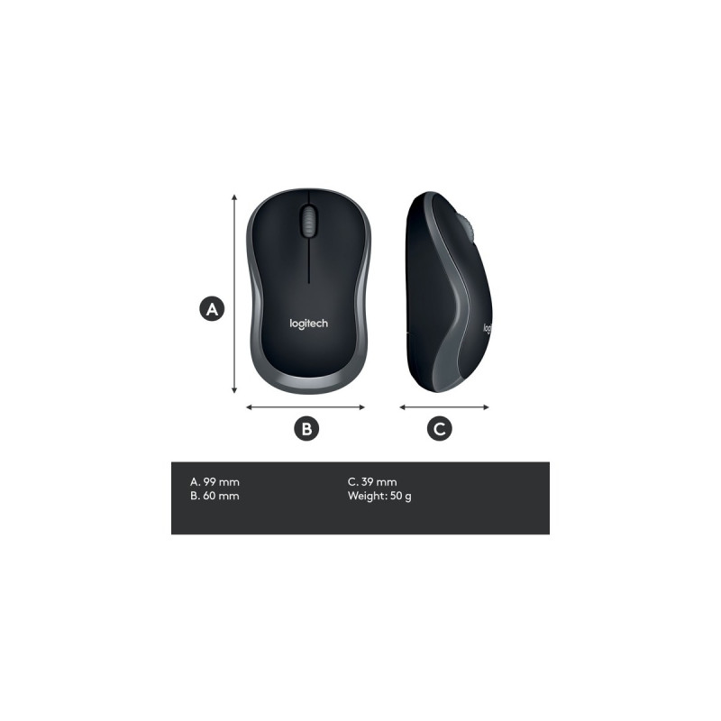 Logitech Wireless Mouse M185, Maus(grau, Retail)