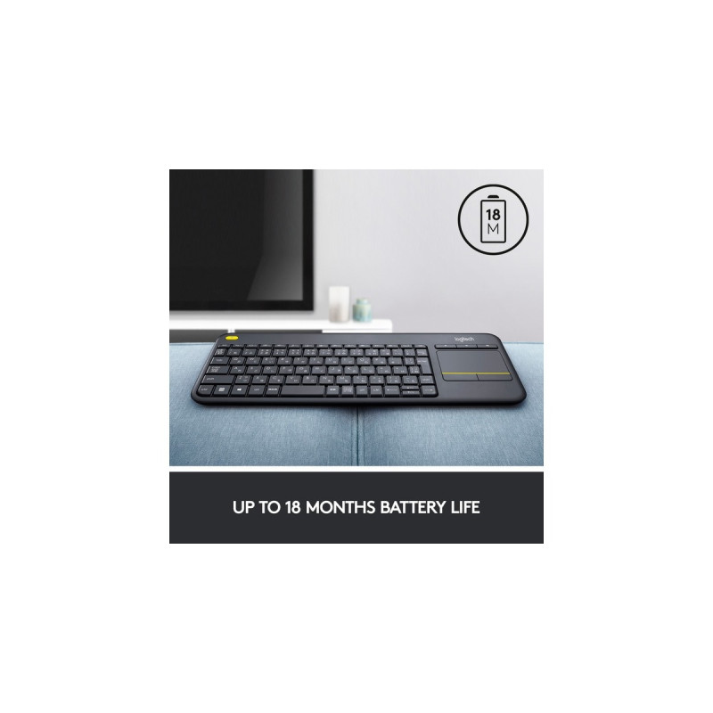 Logitech Wireless Touch Keyboard K400 Plus, Tastatur(schwarz, DE-Layout)