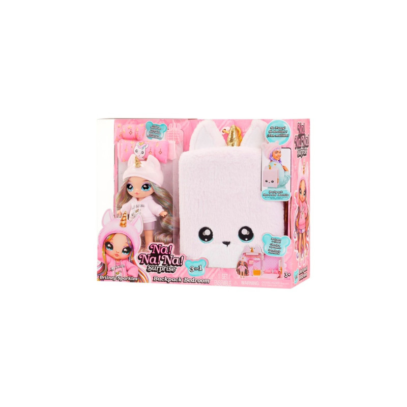 MGA Entertainment Na! Na! Na! Surprise 3-in-1 Backpack Bedroom Unicorn Britney Sparkles, Puppe