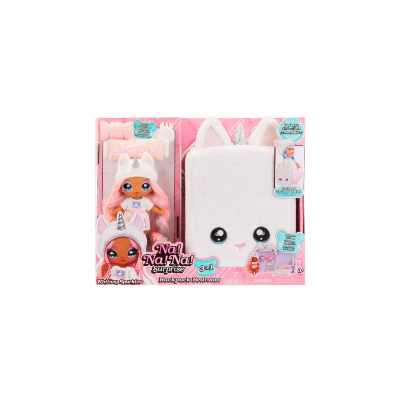 MGA Entertainment Na! Na! Na! Surprise 3-in-1 Backpack Bedroom Unicorn Whitney Sparkles, Puppe