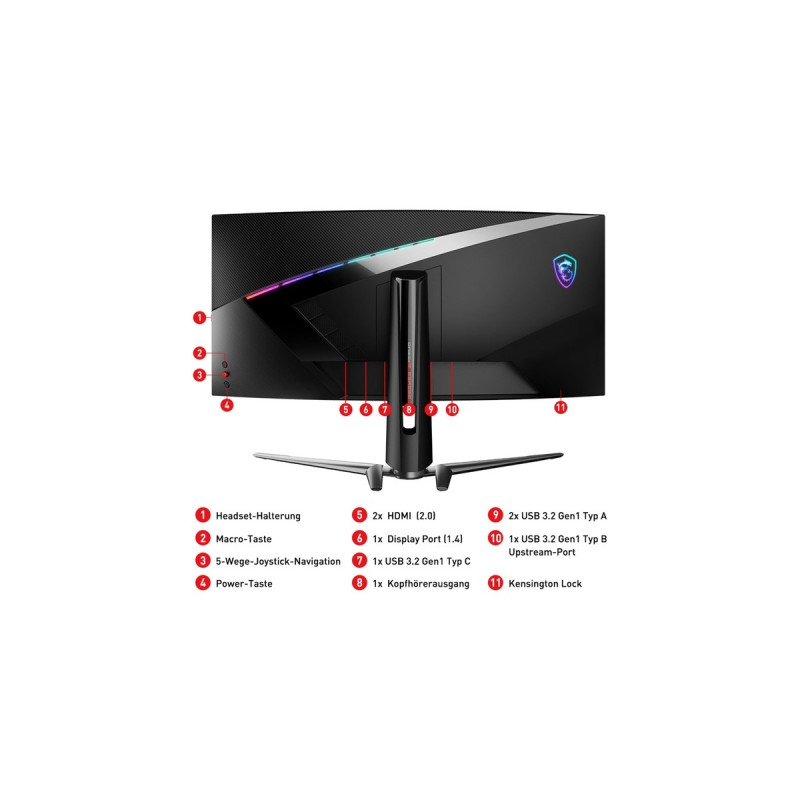 MSI ARTYMIS 343CQRDE, Gaming-Monitor(86 cm (34 Zoll), schwarz, WQHD, AMD Free-Sync, HDR, 165Hz Panel)